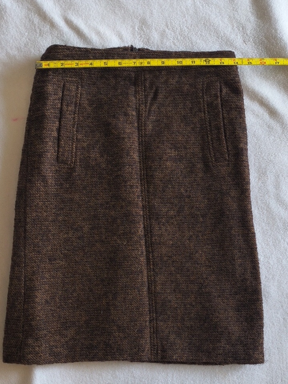 French Connection Dark Brown Wool-Blend (Mohair and Alpaca) Pencil Skirt